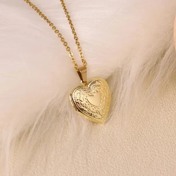 Colar Coração Relicário - Foto + Escrita Personalizável