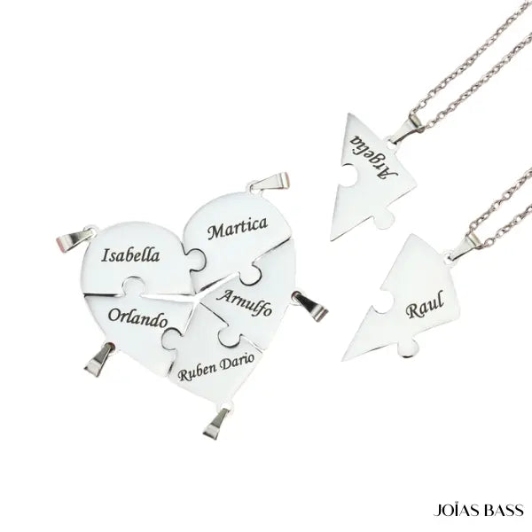 Colar Pedaços do Coração - Nomes Personalizáveis