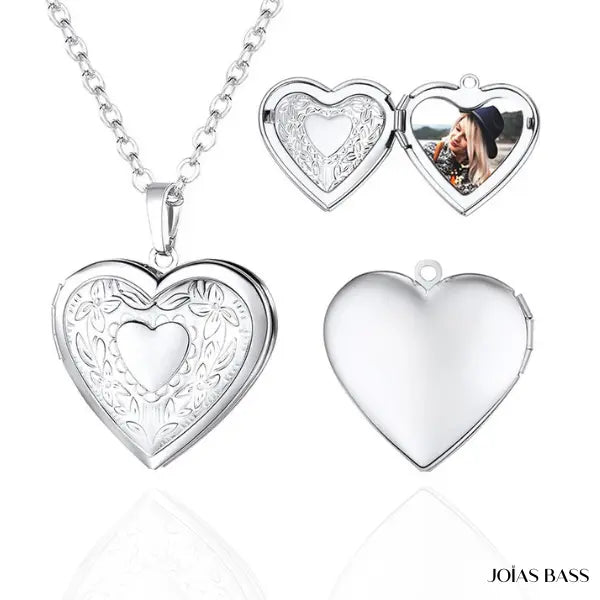 Colar Coração Relicário - Foto Personalizável