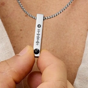 Colar Barra Masculino - Foto + Música Personalizável