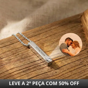 Colar Barra Masculino - Foto + Escrita Personalizável