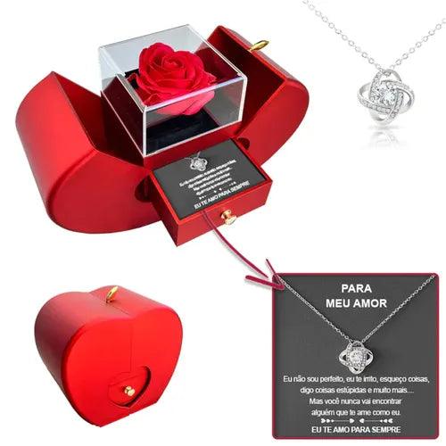 Colar Para Meu Amor + Caixa Explosiva com Rosa - My Store
