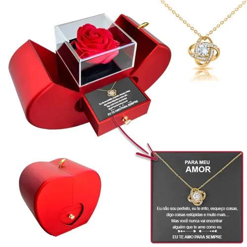 Colar Para Meu Amor + Caixa Explosiva com Rosa - My Store