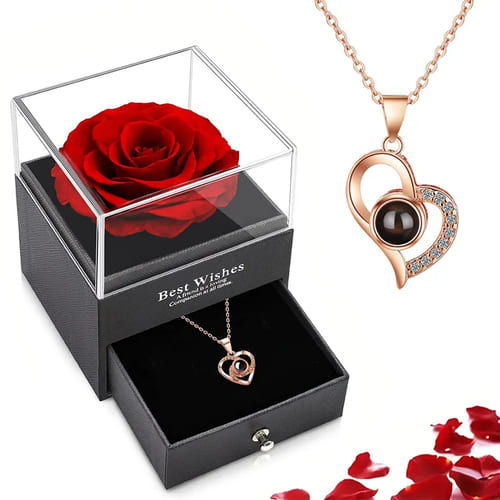 Conjunto Colar + Caixa - "Eu te amo" em 100 idiomas - My Store