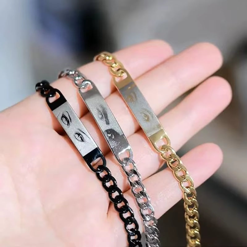 Pulseira Masculina Olhar Infinito - Foto Personalizável